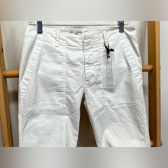 NILI LOTAN  White gathered ankle military cargo crop pants size 4 - Picture 5 of 14